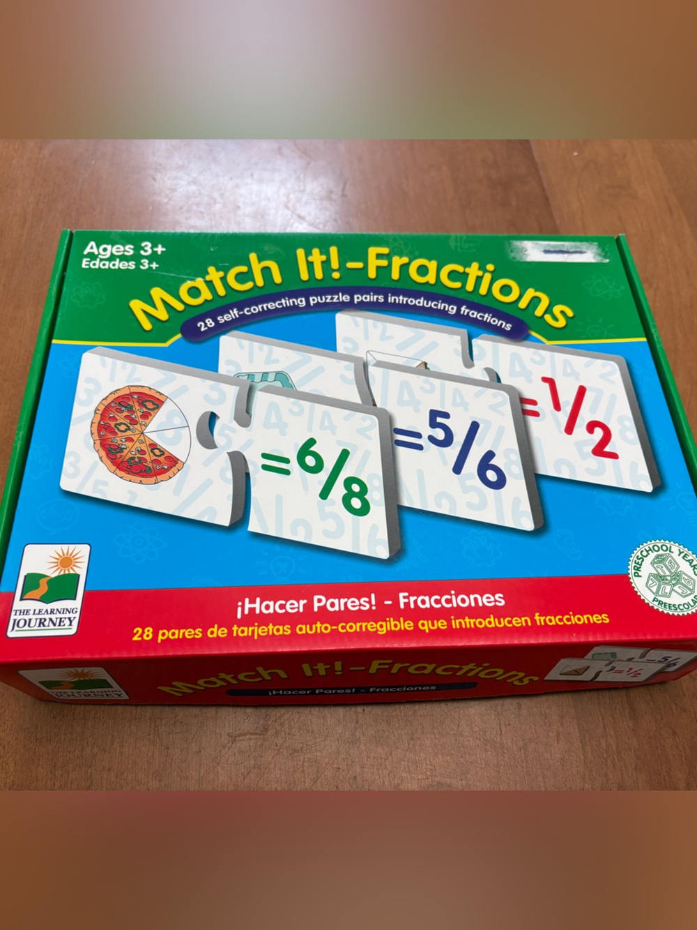 (2/$25) Match It! Fractions Educational Puzzle Game - Green/Red/Blue